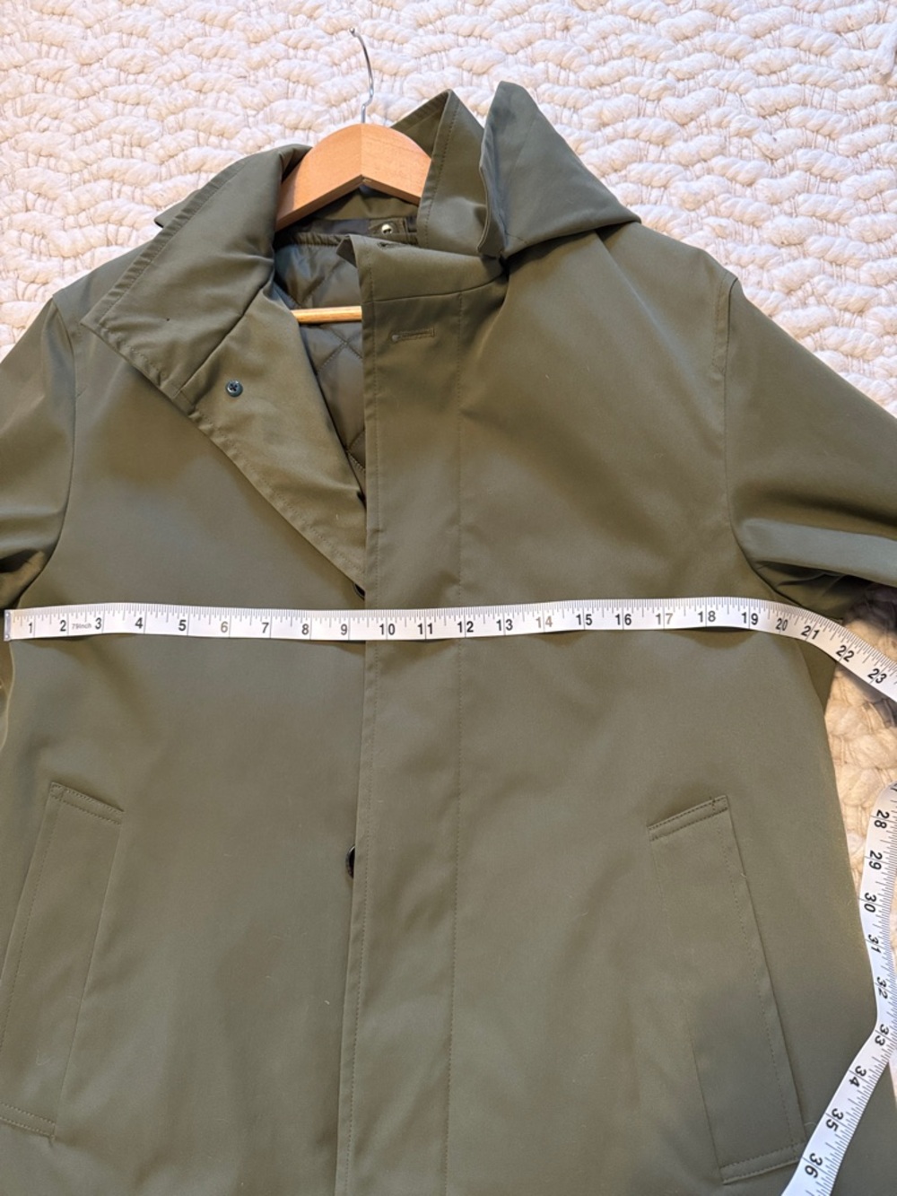 Tag on- Barney’s Olive Green Quilted Hooded Coat - Picture 15 of 16
